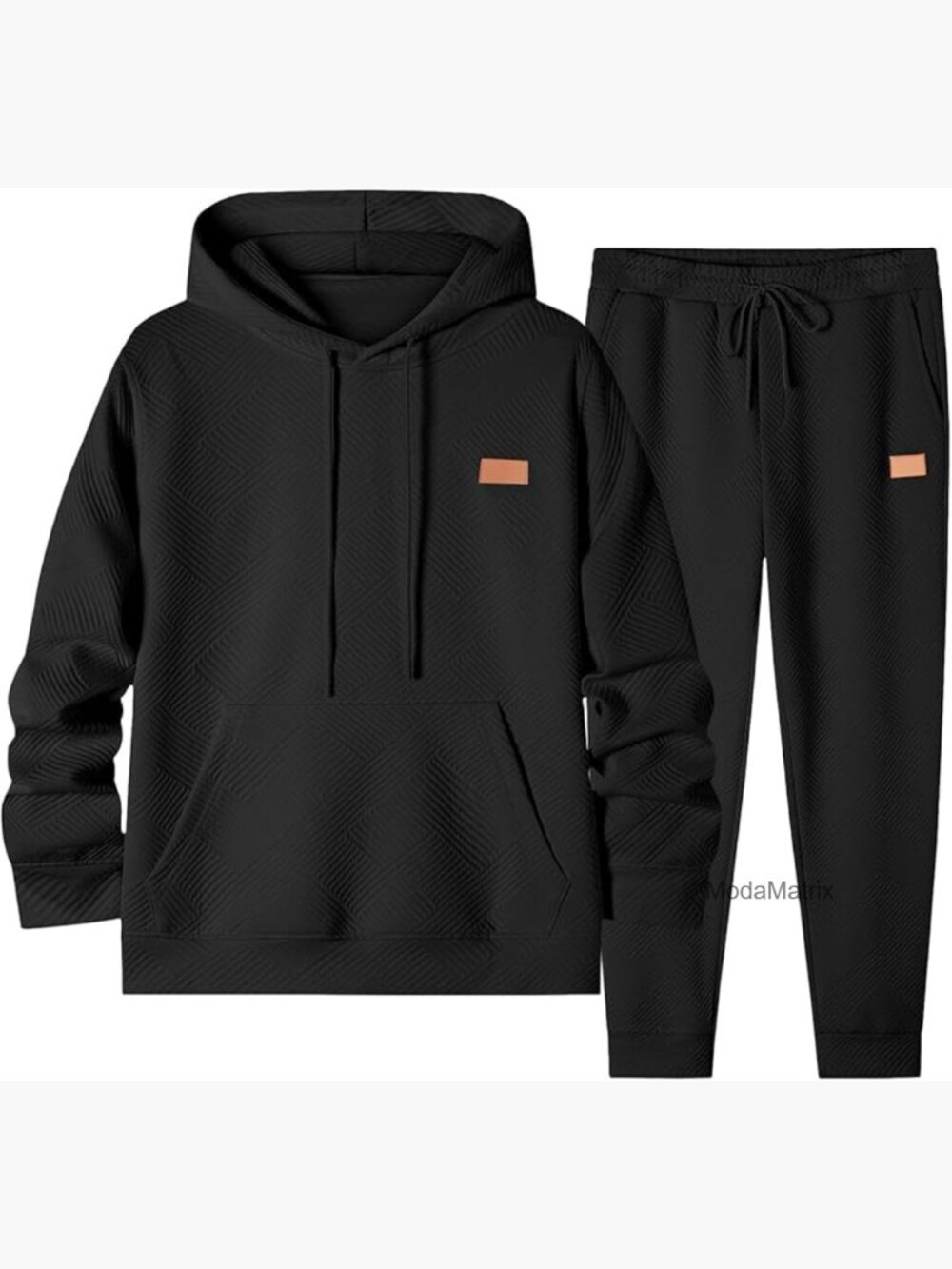 Mens Jacquard Knit Sweatsuit Hoodie Joggers 2 Piece Set Tracksuit